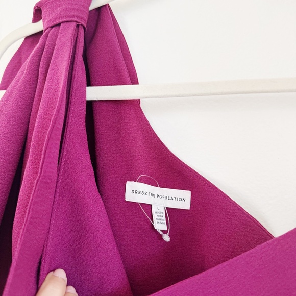 Dress The Population Georgina One-Shoulder Crepe Gown Nwot - Picture 8 of 9